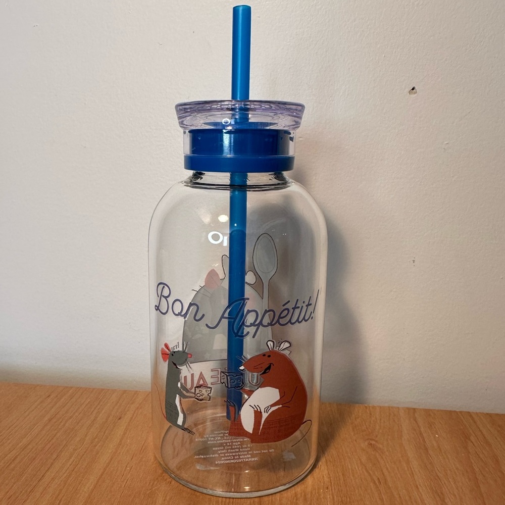 Ratatouille & Emile Glass Tumbler with Straw